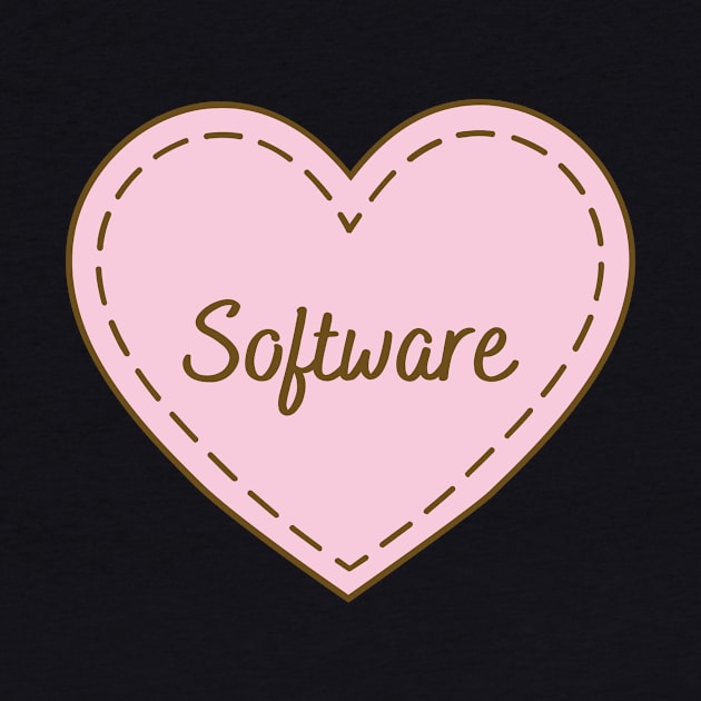 I Love Software Simple Heart Design by Word Minimalism